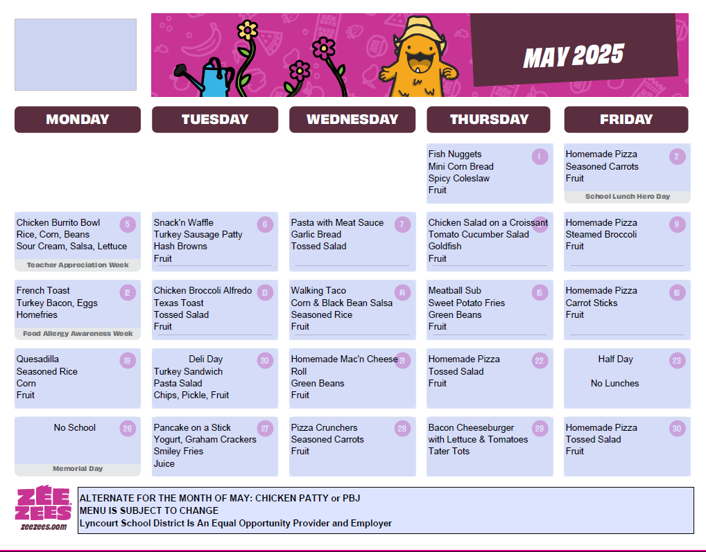 May menu